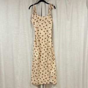 ZARA Floral Cream Sleeveless Dress